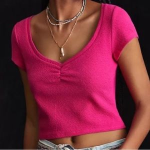Anthropologie Hot Pink Top